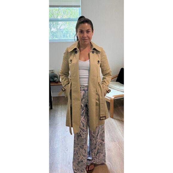 J Crew women's Tan Classic Double Breasted Trench Coat w Belt Size XS - Picture 8 of 12